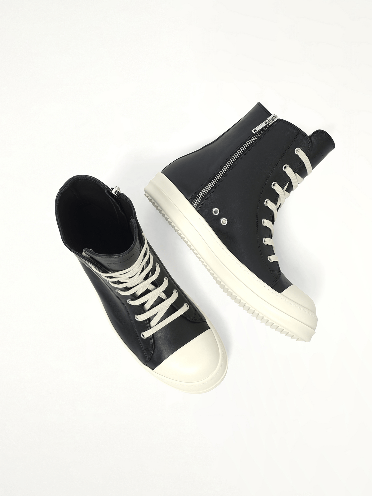 Sneaks in Black/Milk/Milk Top View | RICK OWENS