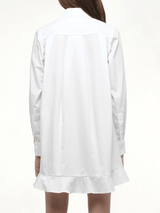 Frill Poplin Dress in Off White