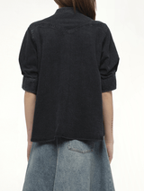 Denim Knit Pullover in Black