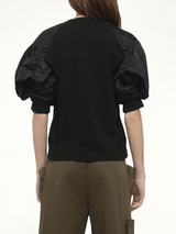 Nylon Twill x Cotton Jersey T-Shirt in Black/Black