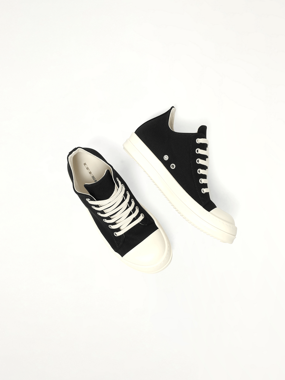 Low Sneaks in Black/Milk/Milk Top View | RICK OWENS DRKSHDW