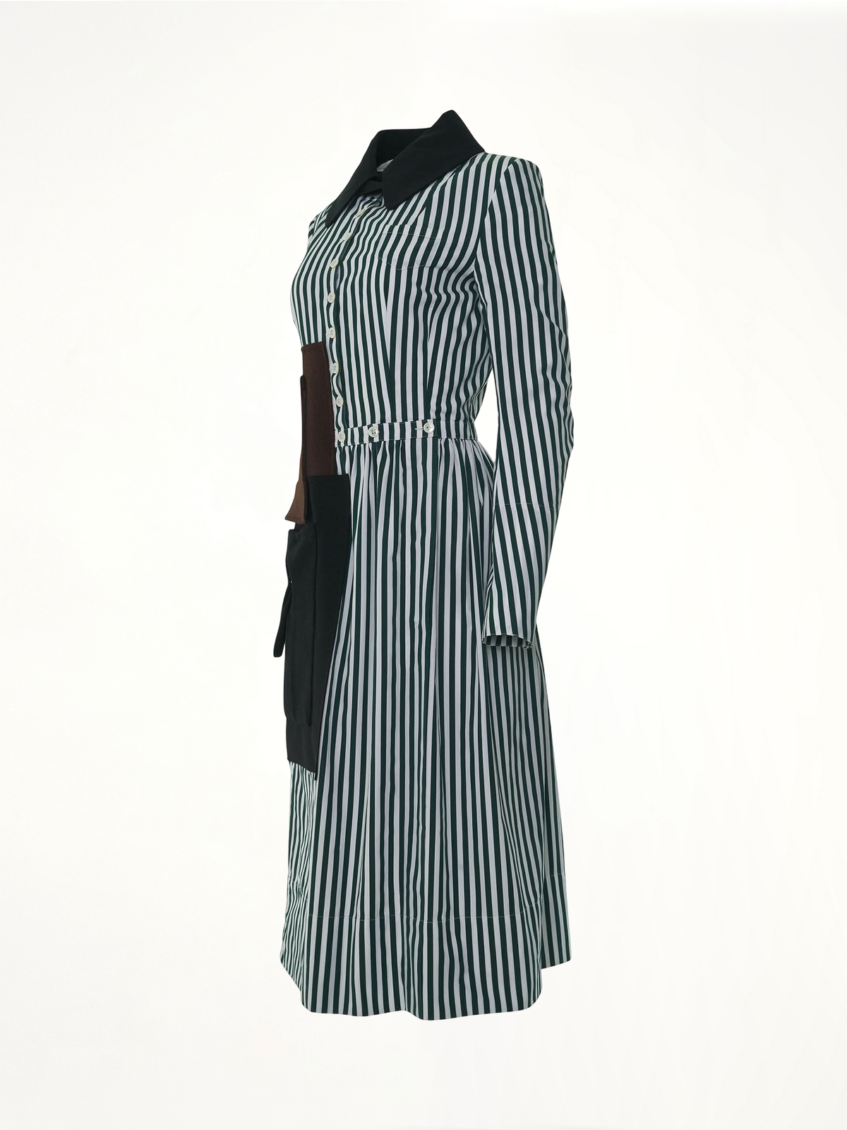Long Stripe Shirt Dress in White