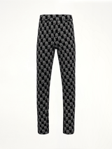 Fitted Knit Side Open Jacquard Trouser in Black