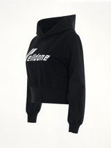 Lettering Symbol Crop Hoodie in Black