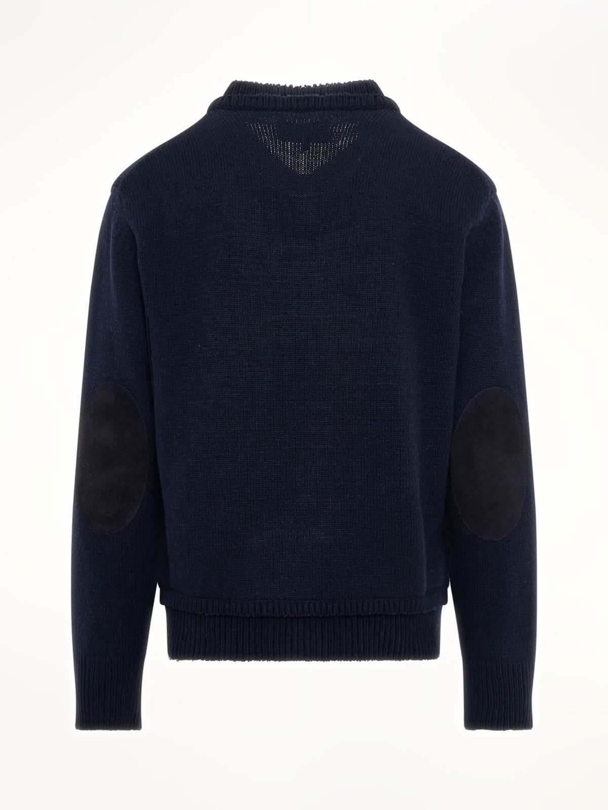 Maison Margiela Elbow Patch V-Neck Knit Sweater in Navy