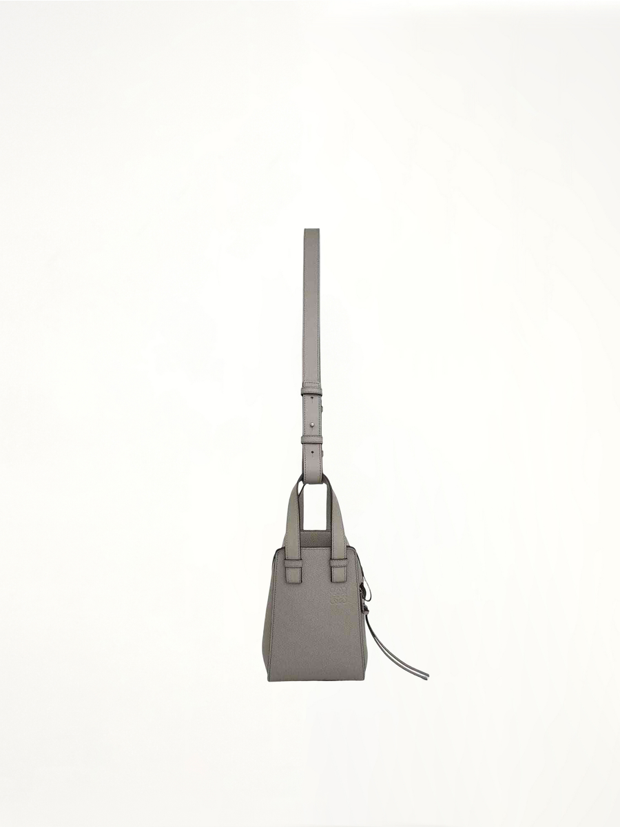 Compact Hammock Bag in Soft Grained Calfskin in Pearl Grey