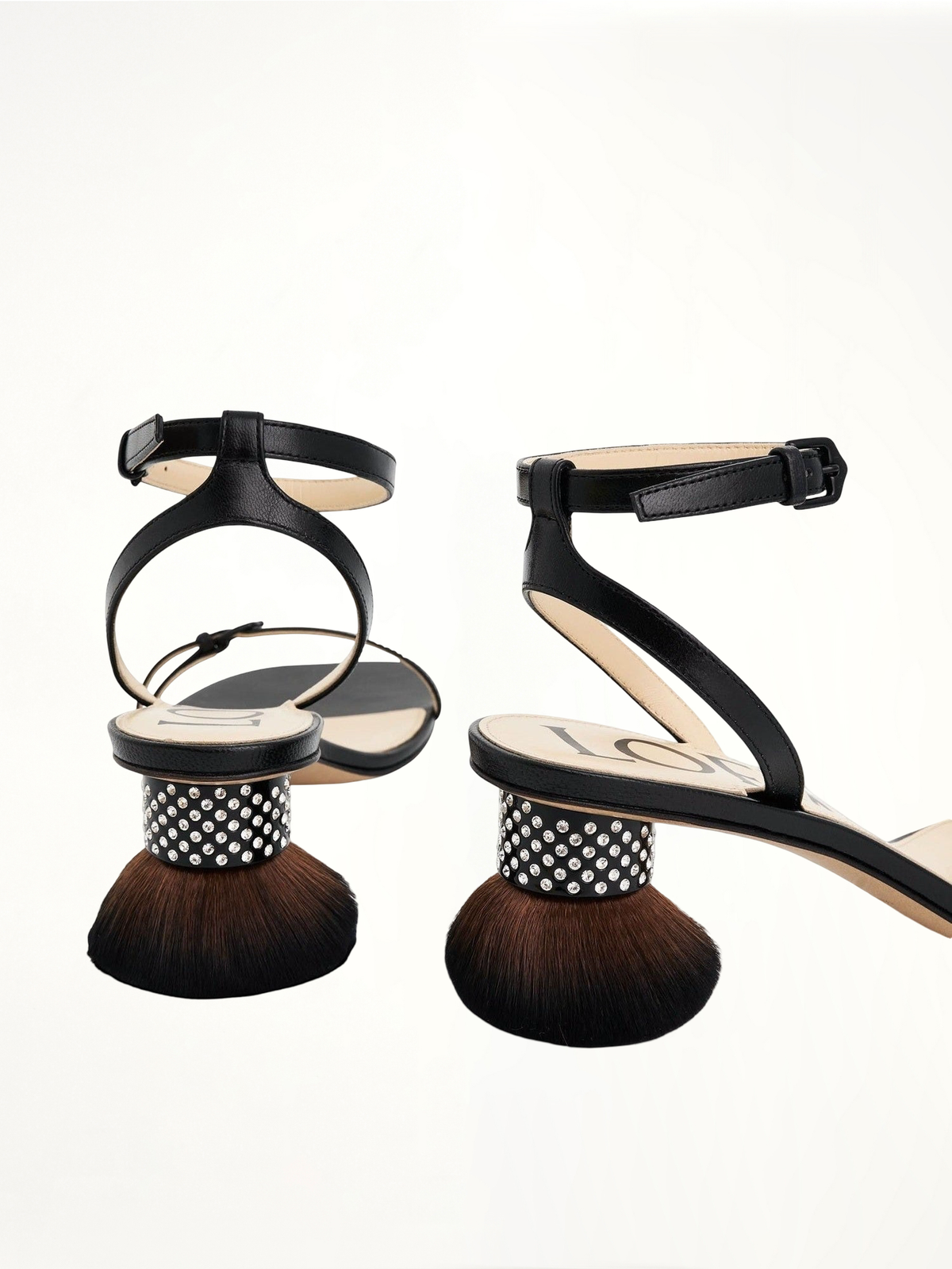 Petal Brush Heel Sandal in Black  | LOEWE