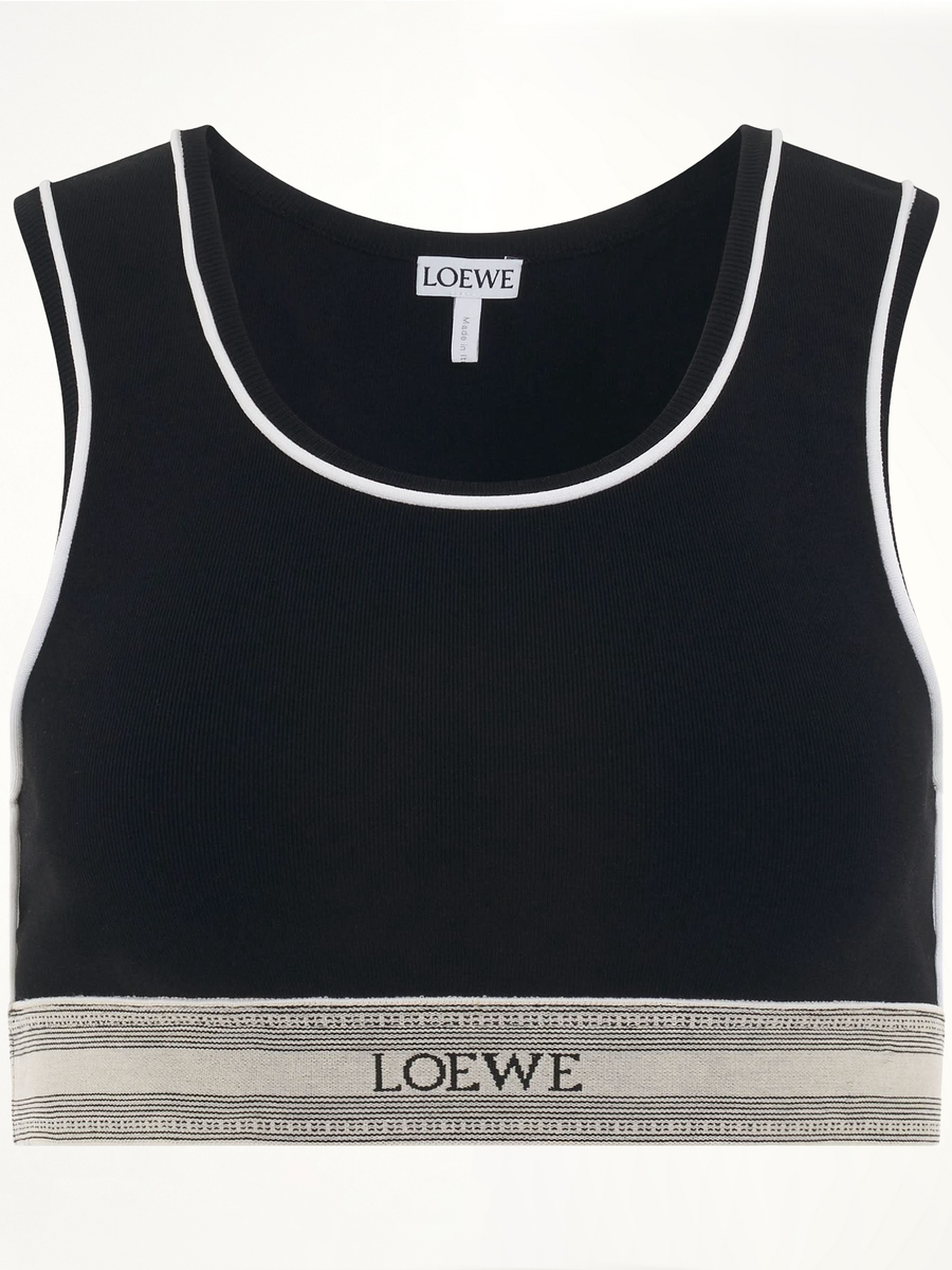 Logo Cropped Tank Top in Black