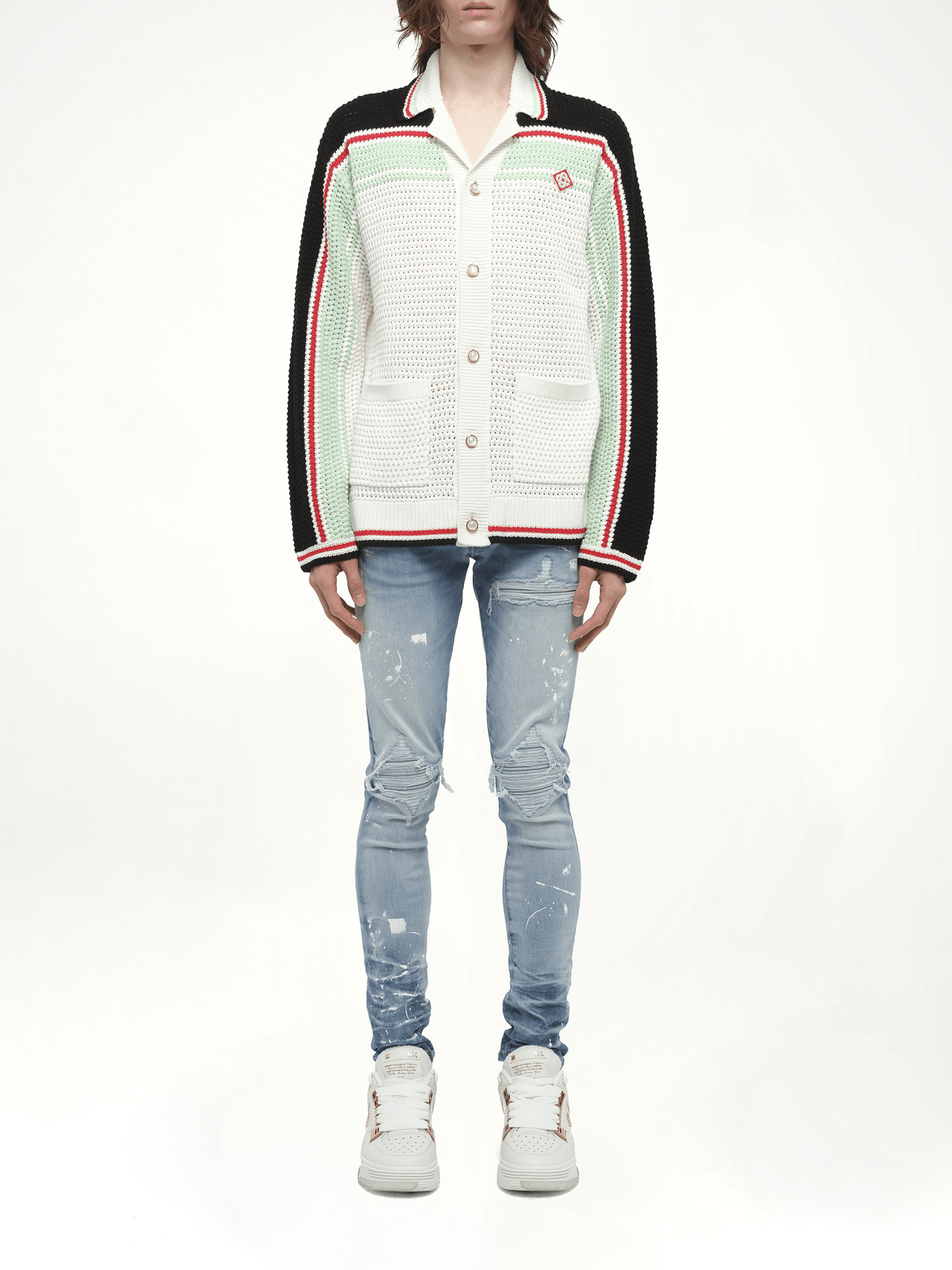 Faux Crochet Shirt in Multicolour