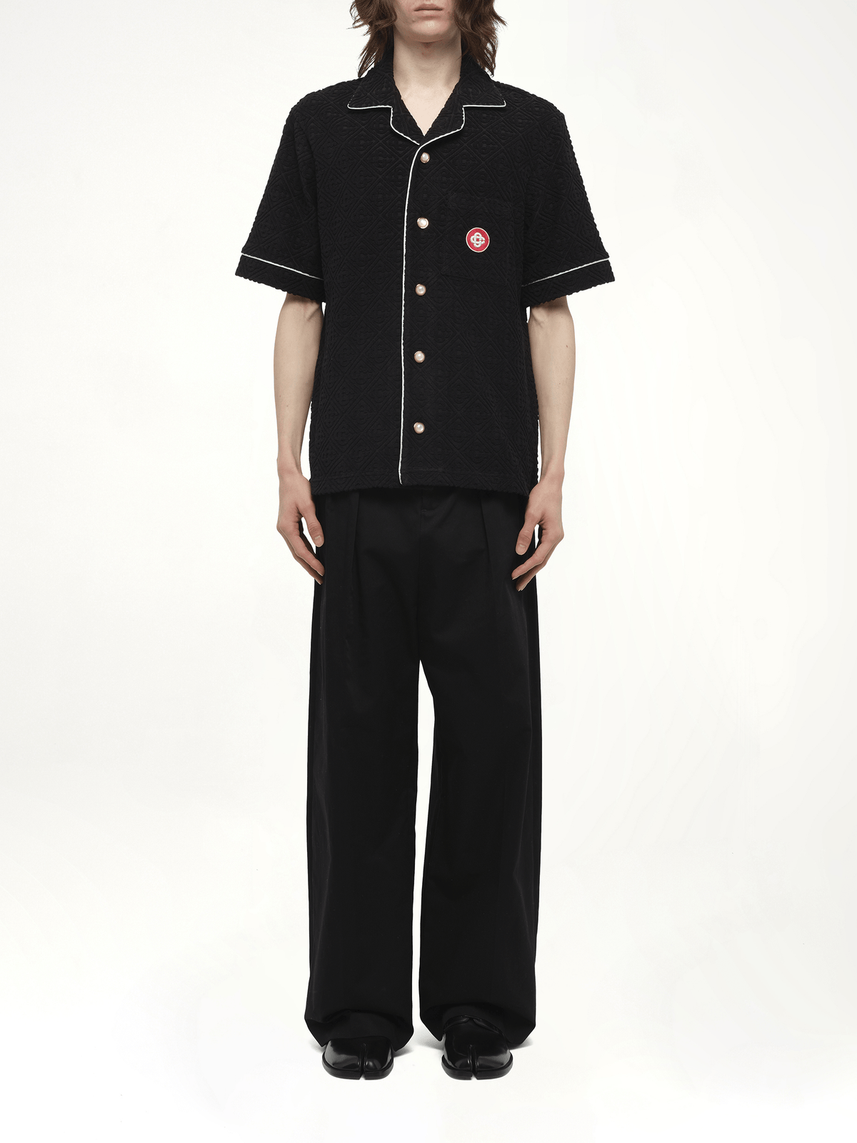 Towelling Monogram Shirt in Black