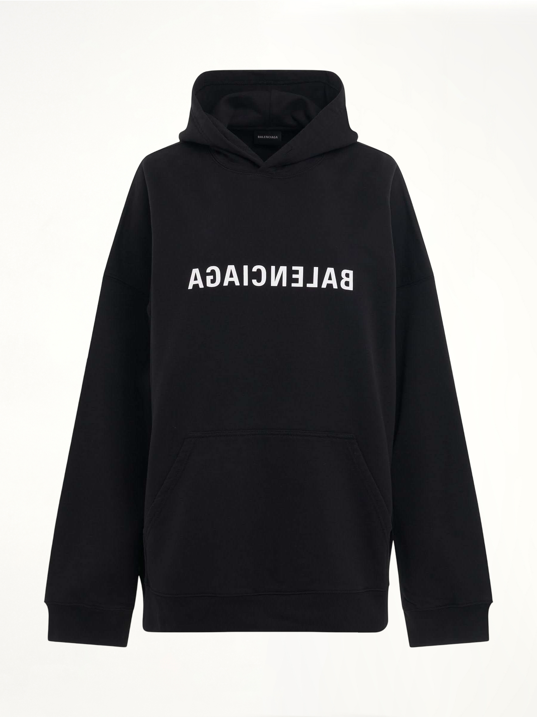 Mirror Print Wide Fit Hoodie in Black