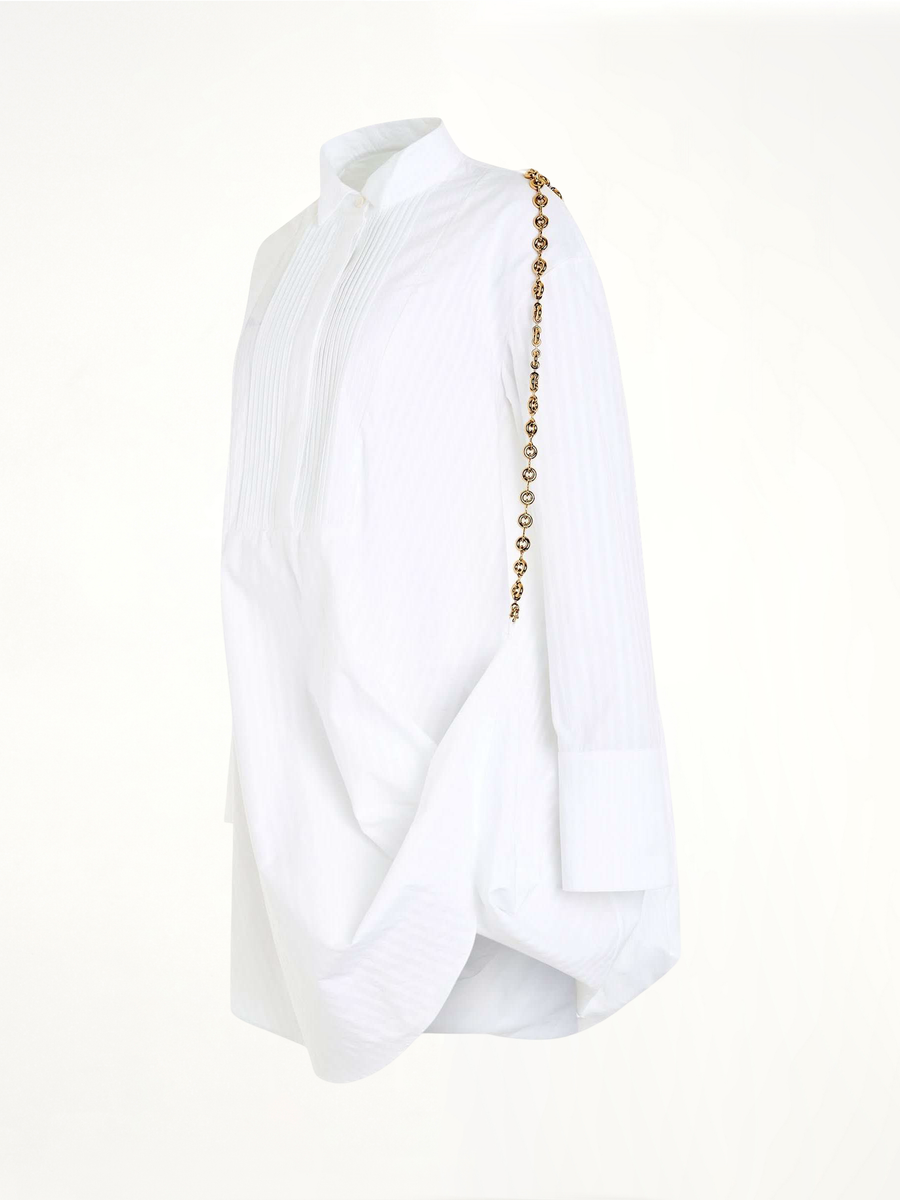 Chain Shirt Dress in Optic White