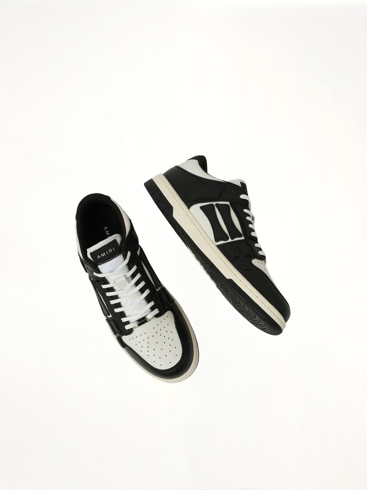 Skeleton Low Sneaker in Black/White Top View | AMIRI