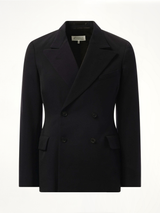 Wool Barathea Suit Jacket in Black