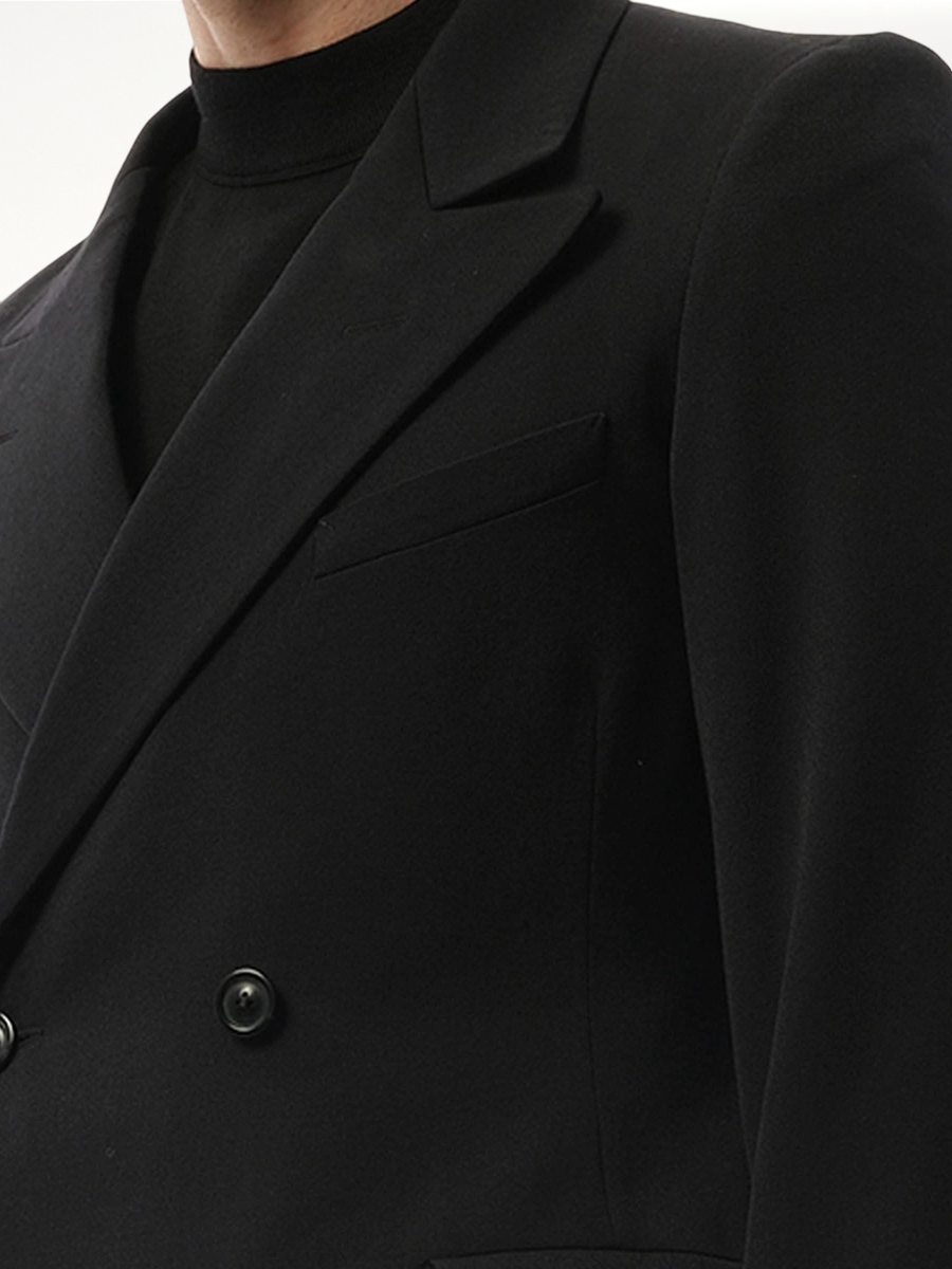 Wool Barathea Suit Jacket in Black
