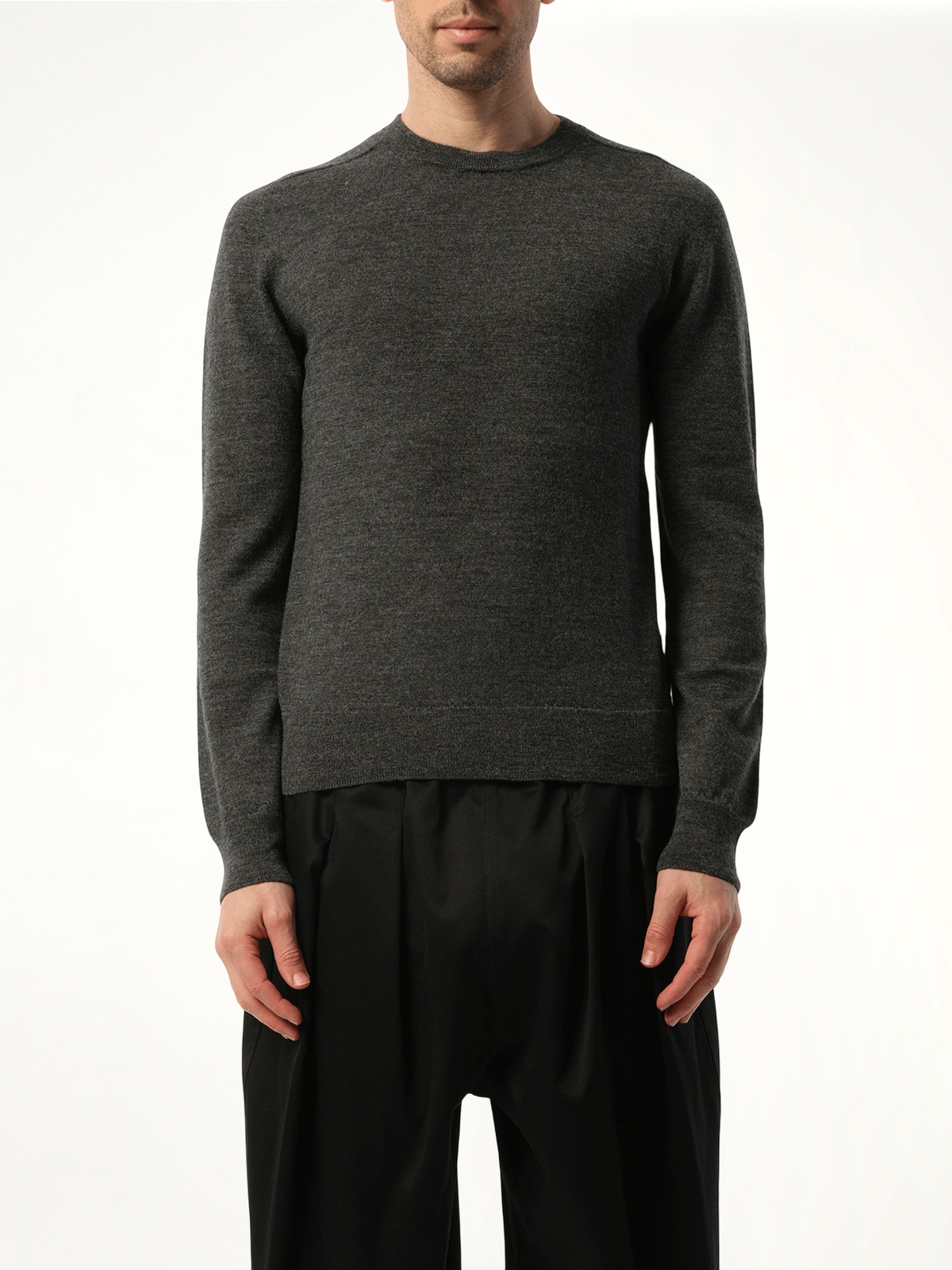 Elbow Patch Knit Sweater in Charcoal