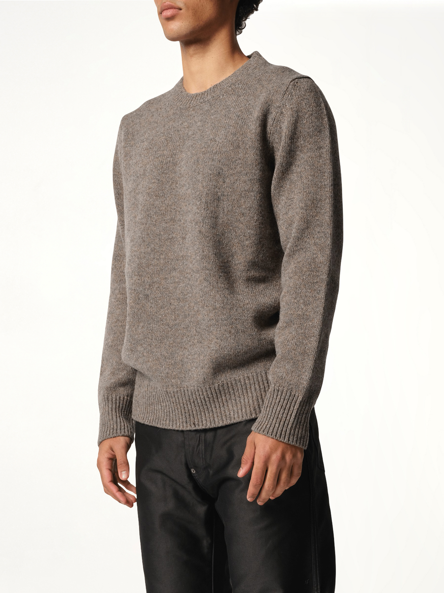 Wool Knit Sweater in Grey/Brown