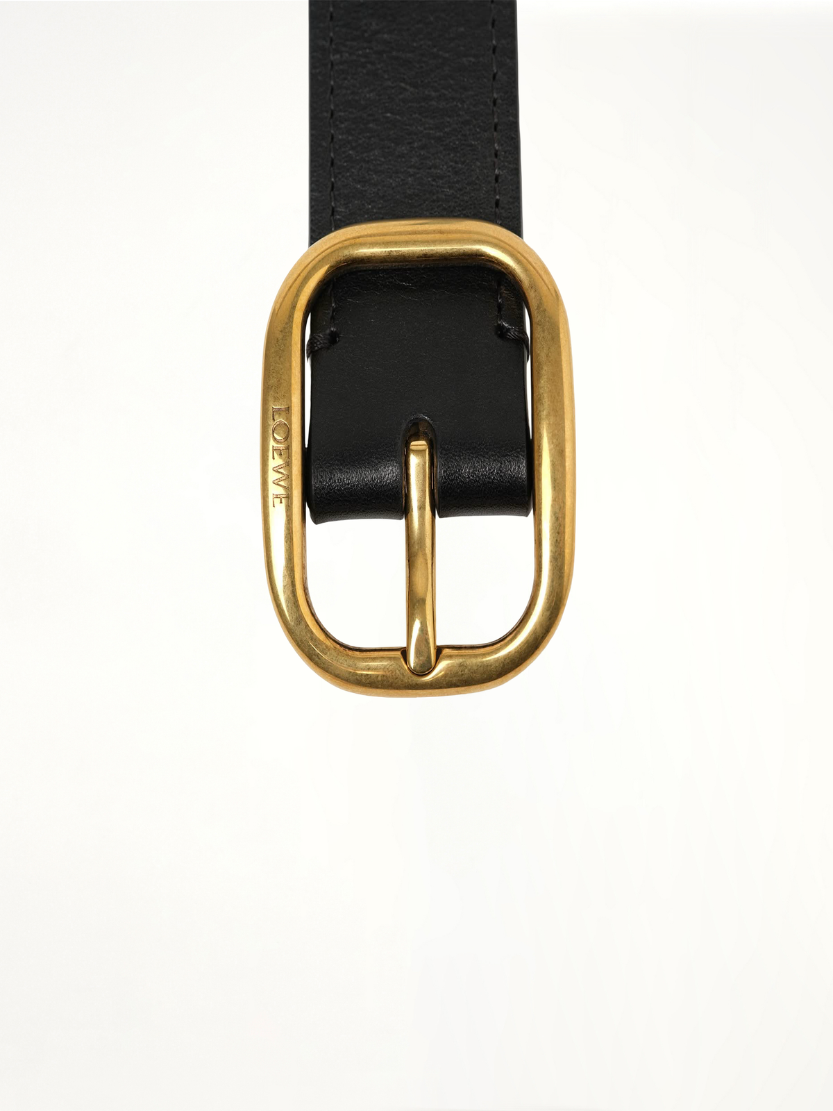 Rounded Soft 3.5 Cm Belt in Black/Gold