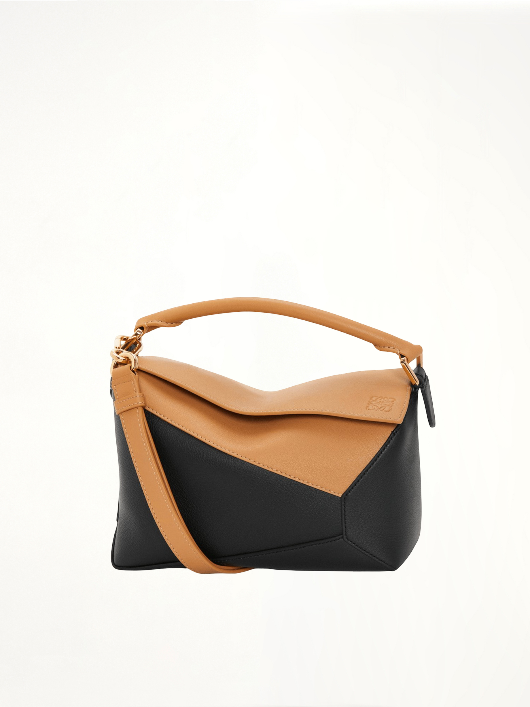 Puzzle Edge Small Bicolour Bag in Warm Desert/Black