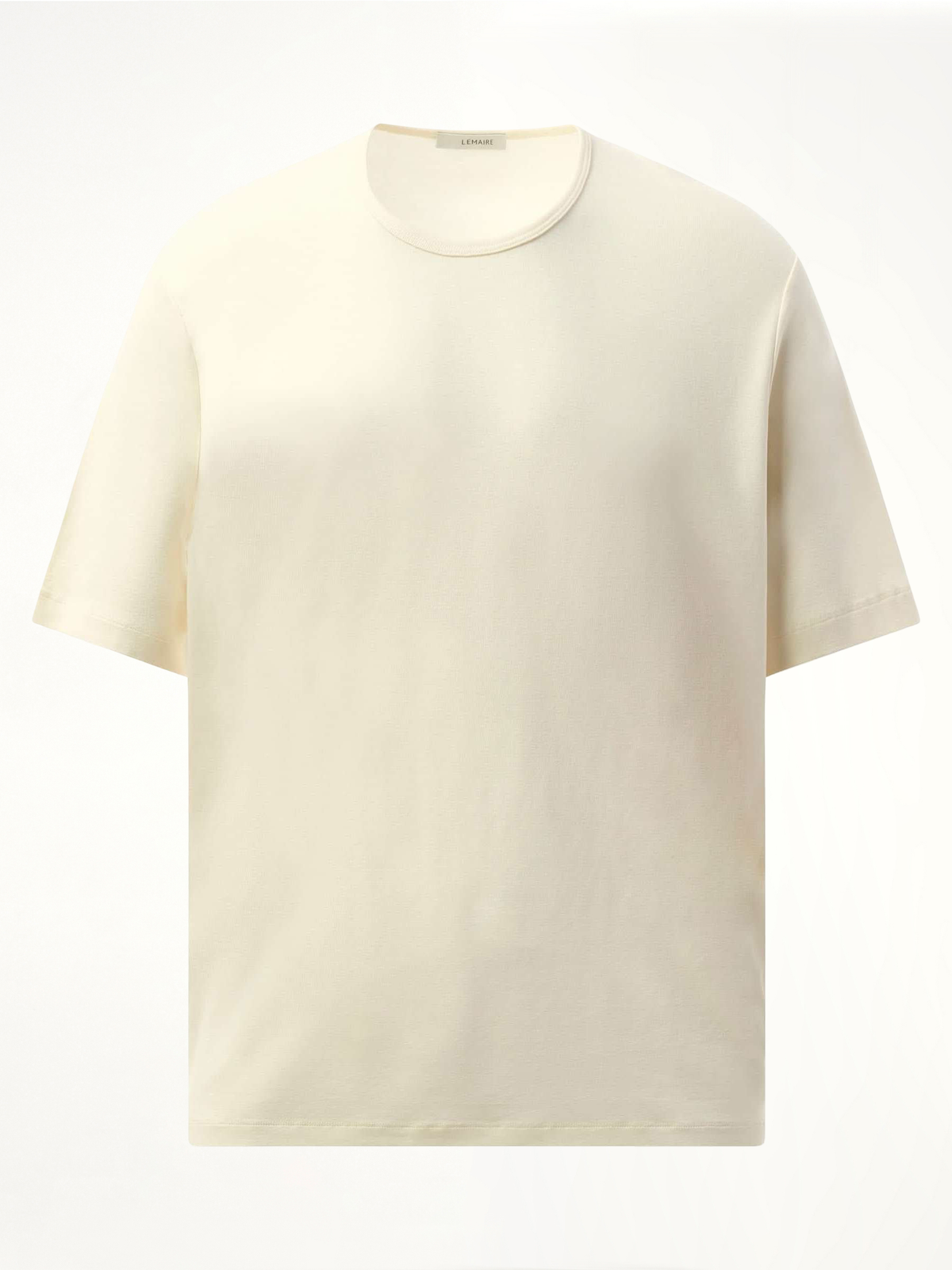 Rib U Neck T-Shirt in Light Cream