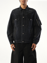 Denim Nylon Twill Jacket in Black