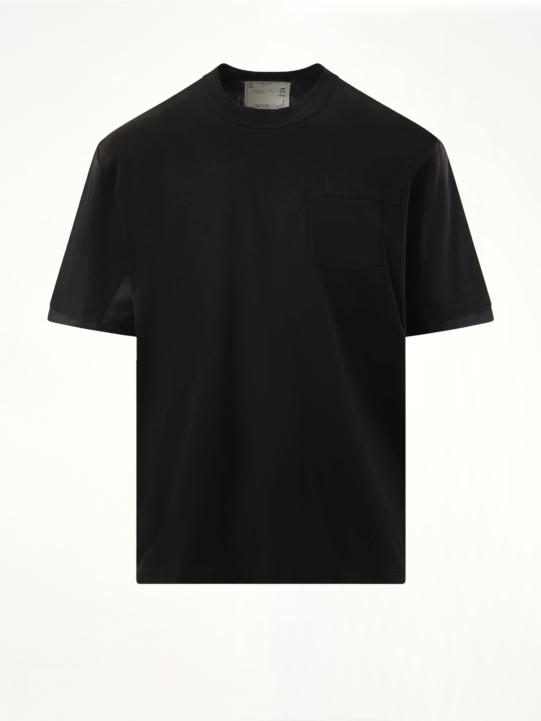 Nylon Twill Cotton Jersey T-Shirt in Black