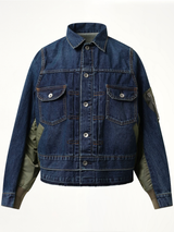 Denim Nylon Twill Jacket in Blue