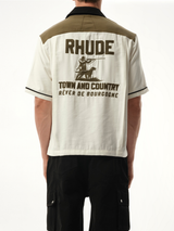 Town&Country Bowling Shirt in Military Green/Off White