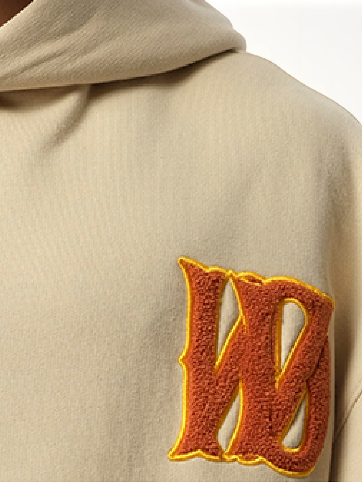 Boucle Letter Logo Hoodie in Beige