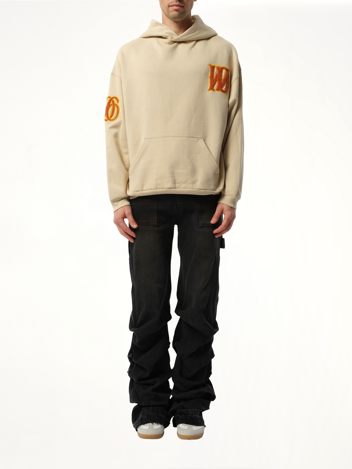Boucle Letter Logo Hoodie in Beige