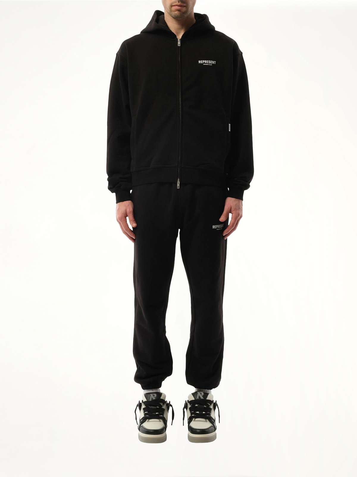 Represent Owners Club Zip Hoodie in Black