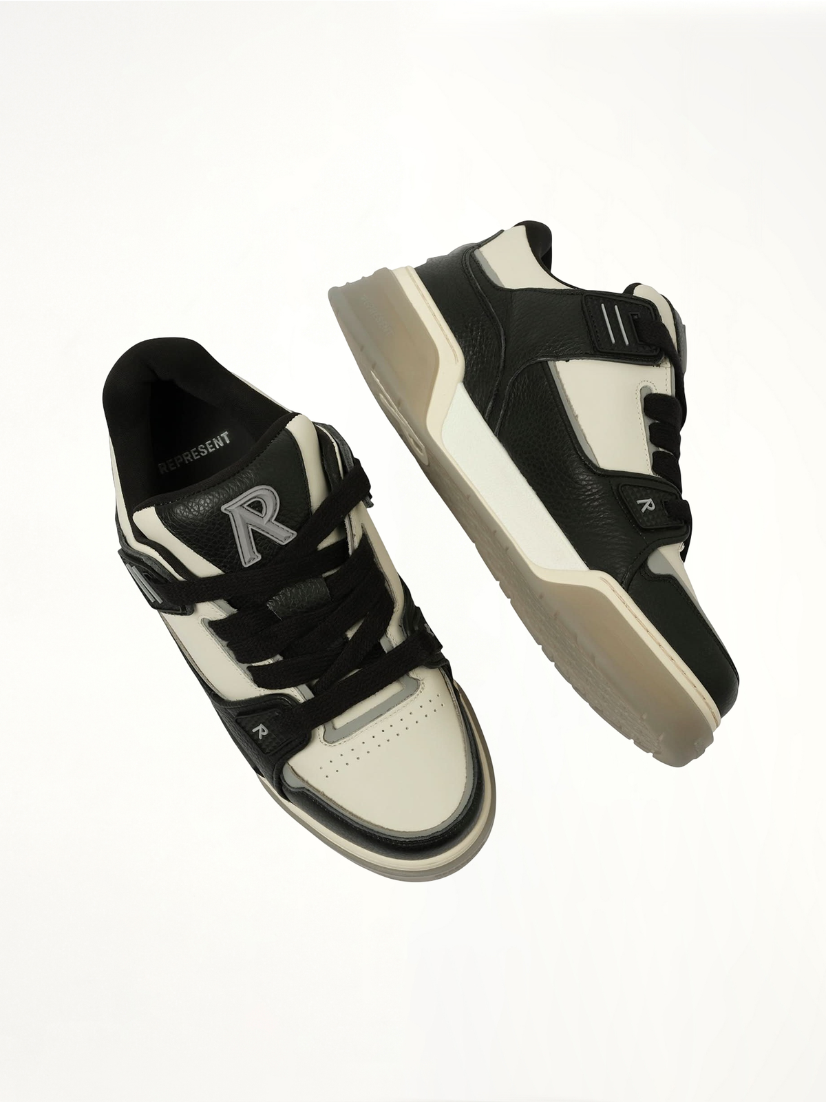 Studio Sneaker in Black/Vintage White Top View | REPRESENT