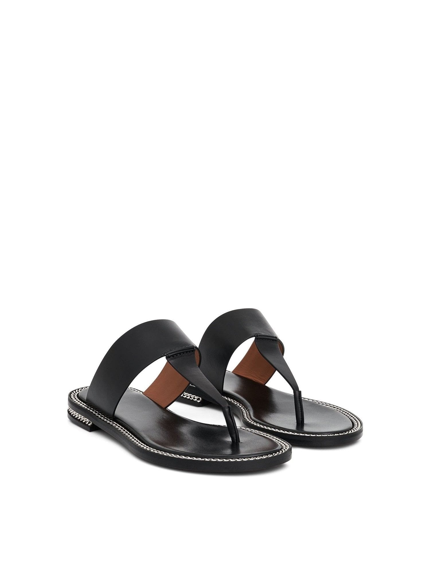 Double Chain Sandal in Black Front View | GIVENCHY