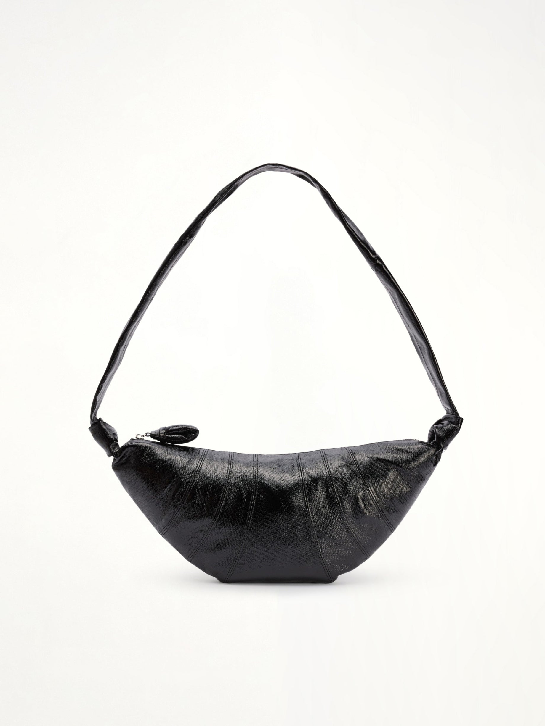 Croissant Medium Coated Cotton Bag in Black