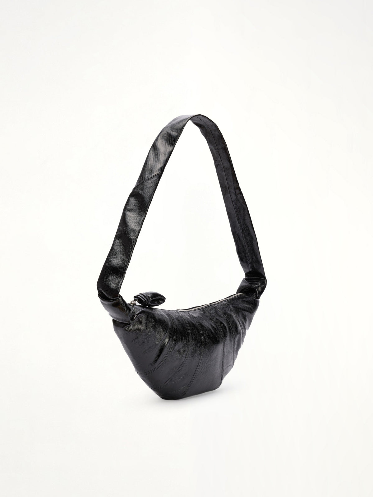 Croissant Medium Coated Cotton Bag in Black