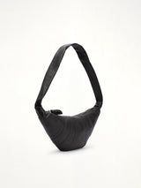 Croissant Medium Grained Leather Bag in Black