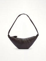 Croissant Medium Grained Leather Bag in Dark Chocolate