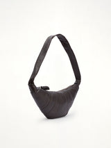 Croissant Medium Grained Leather Bag in Dark Chocolate
