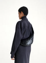 Croissant Small Coated Cotton Bag in Black