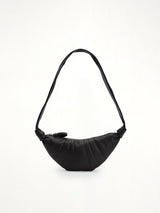 Cowhide Small Croissant Bag in Black