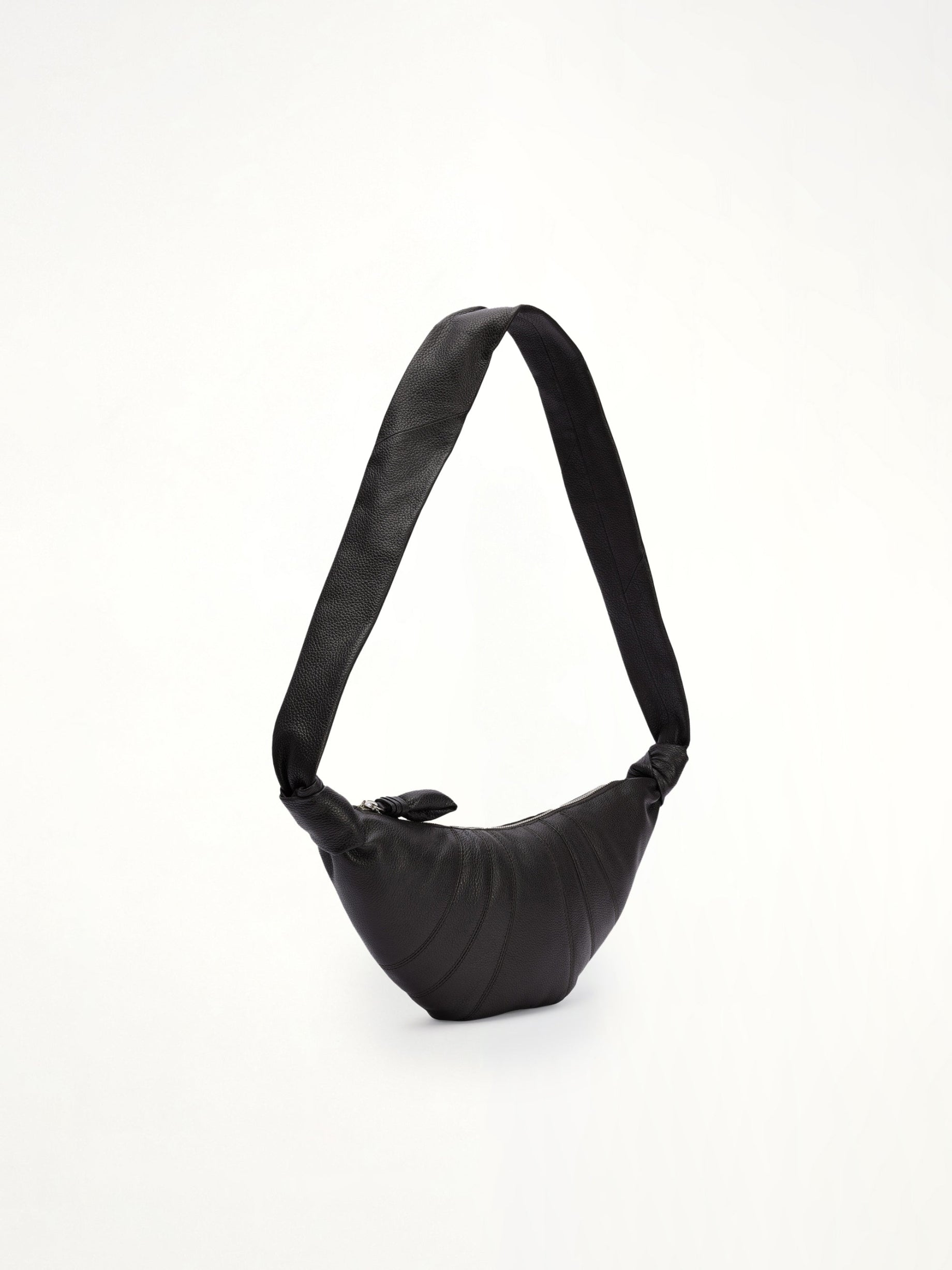 Cowhide Small Croissant Bag in Black