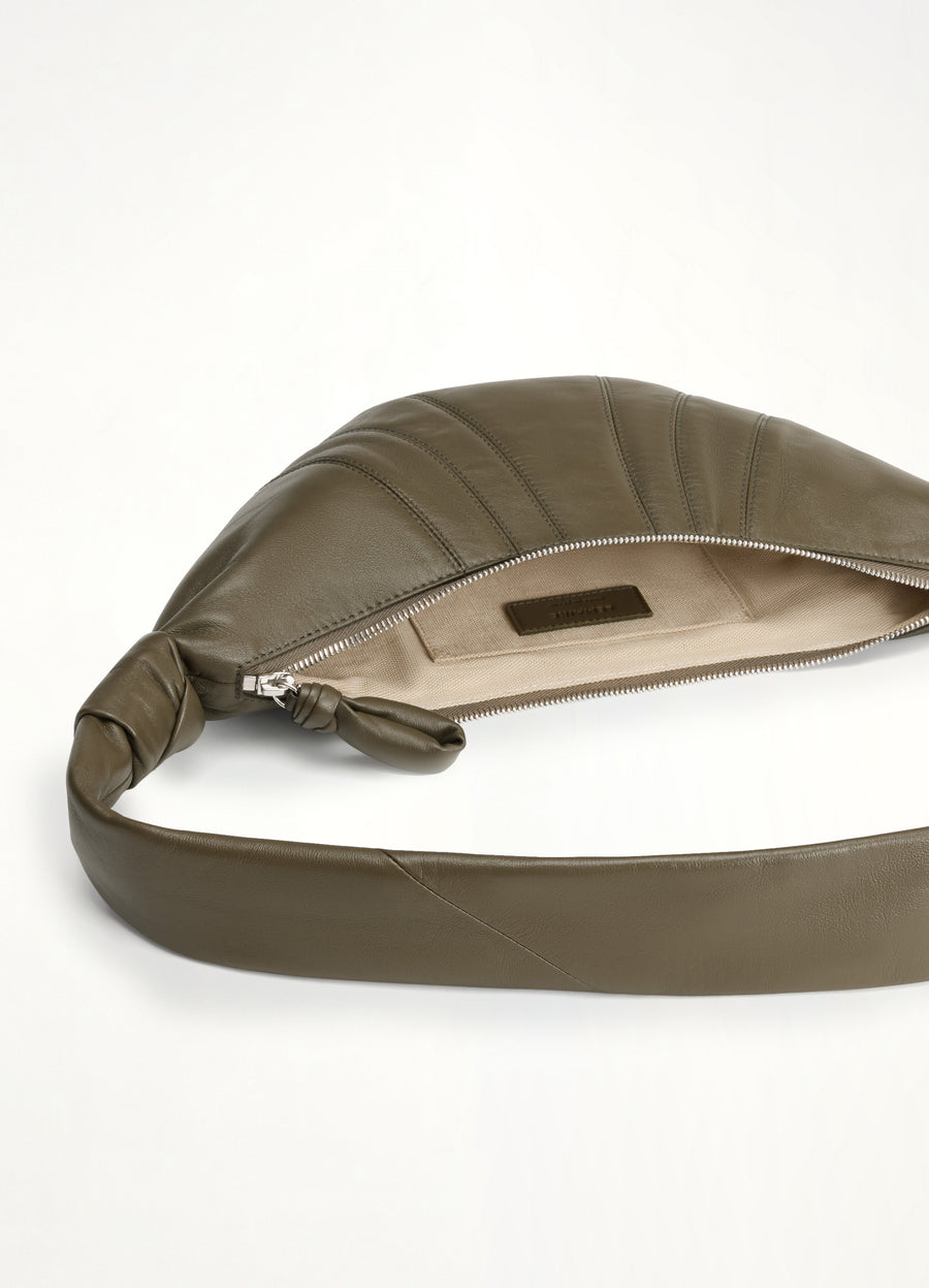 Lambskin Small Croissant Bag in Dark Khaki