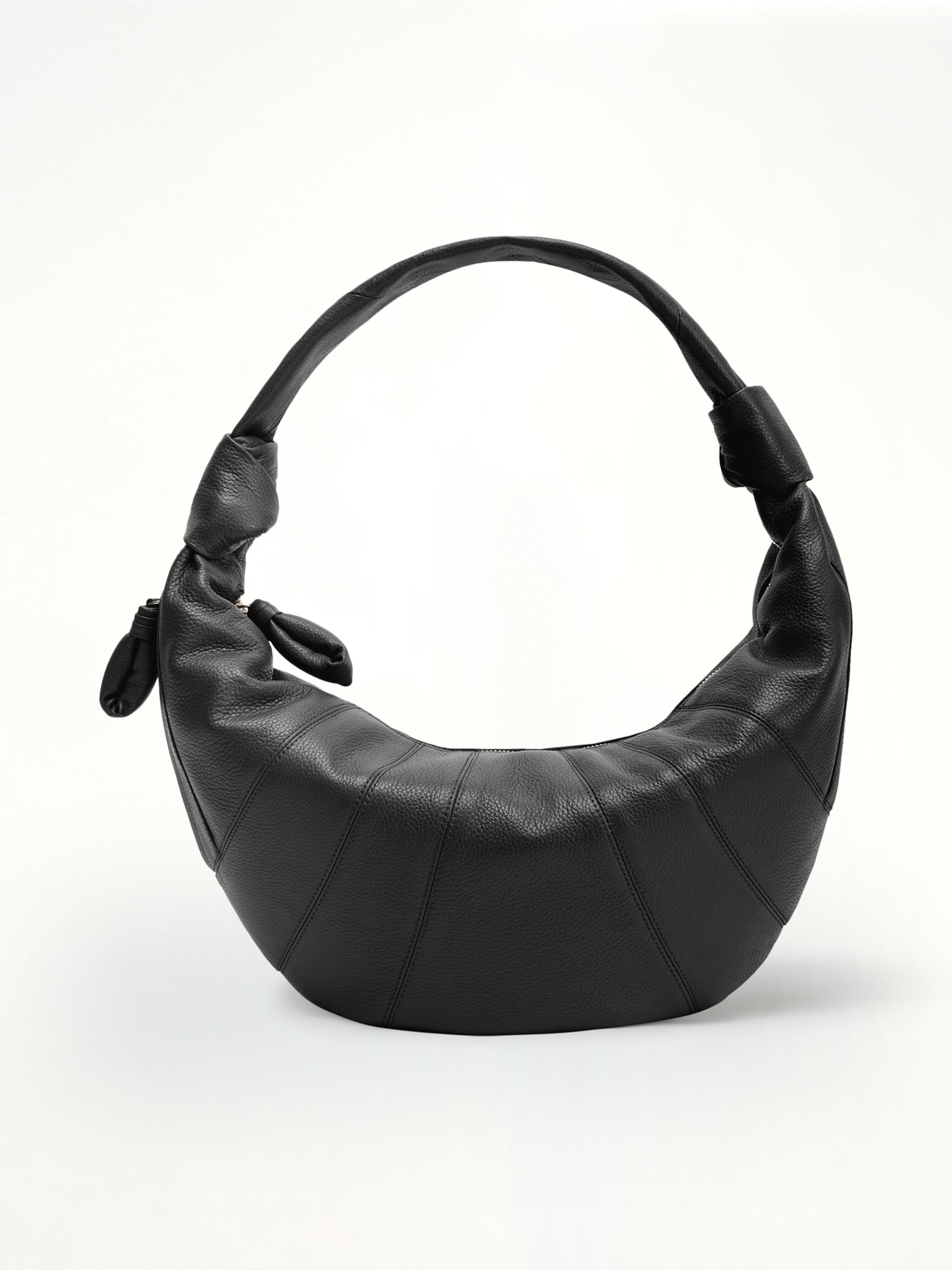 Cowhide Fortune Croissant Bag in Black