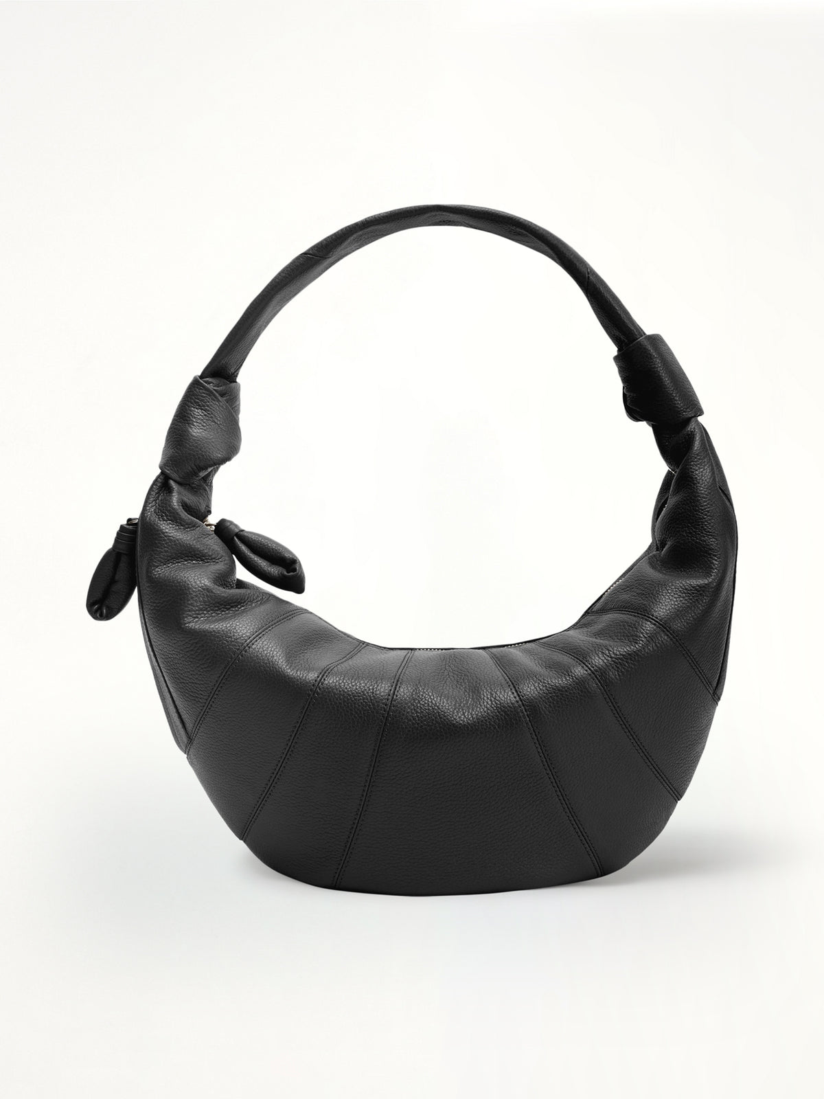 Cowhide Fortune Croissant Bag in Black
