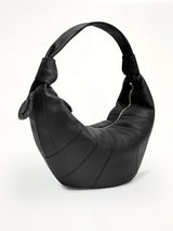 Cowhide Fortune Croissant Bag in Black