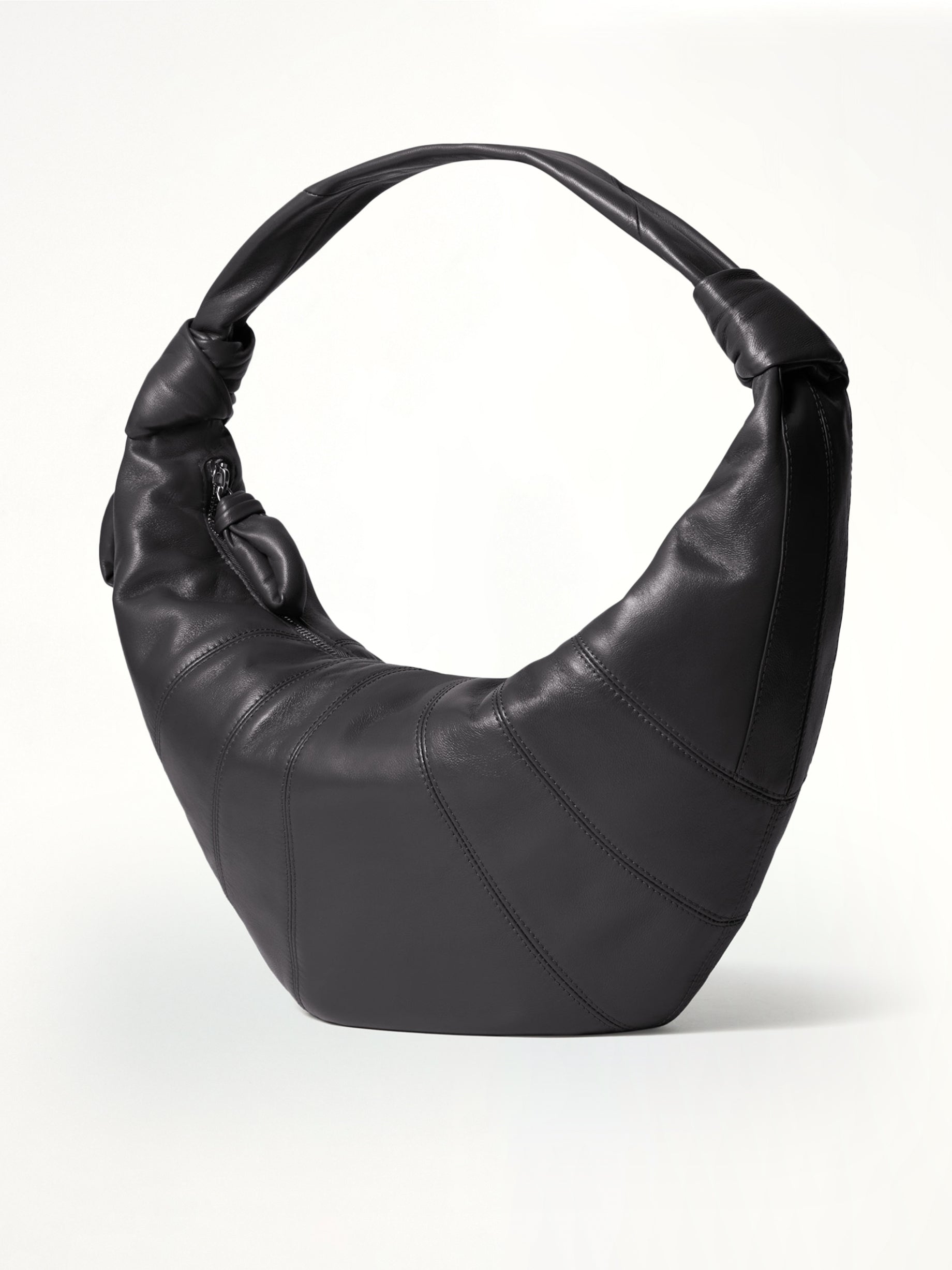 Fortune Croissant Soft Nappa Leather Bag in Dark Chocolate