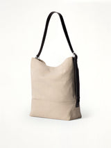 Belted Tote Bag in Dark Linen