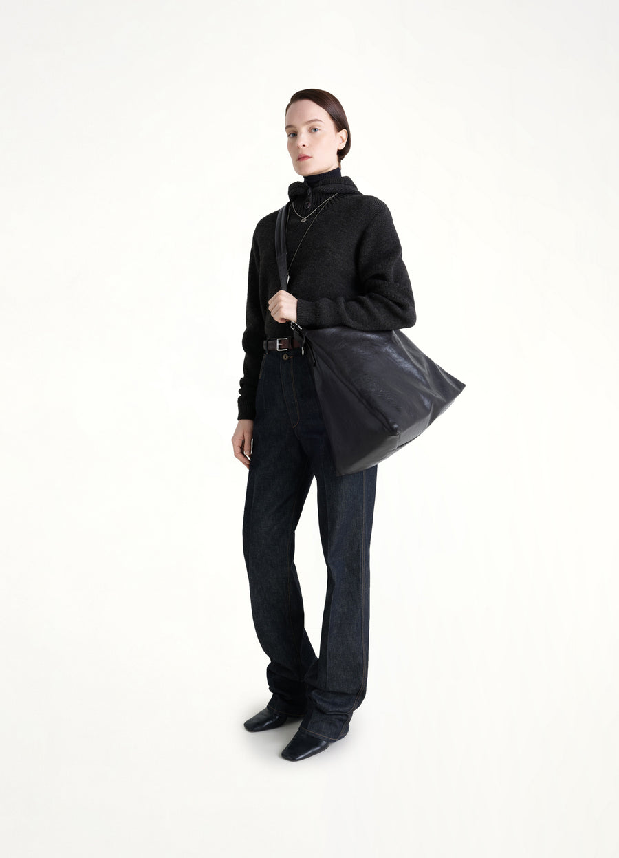 Belted Hobo Bag in Dark Chocolate
