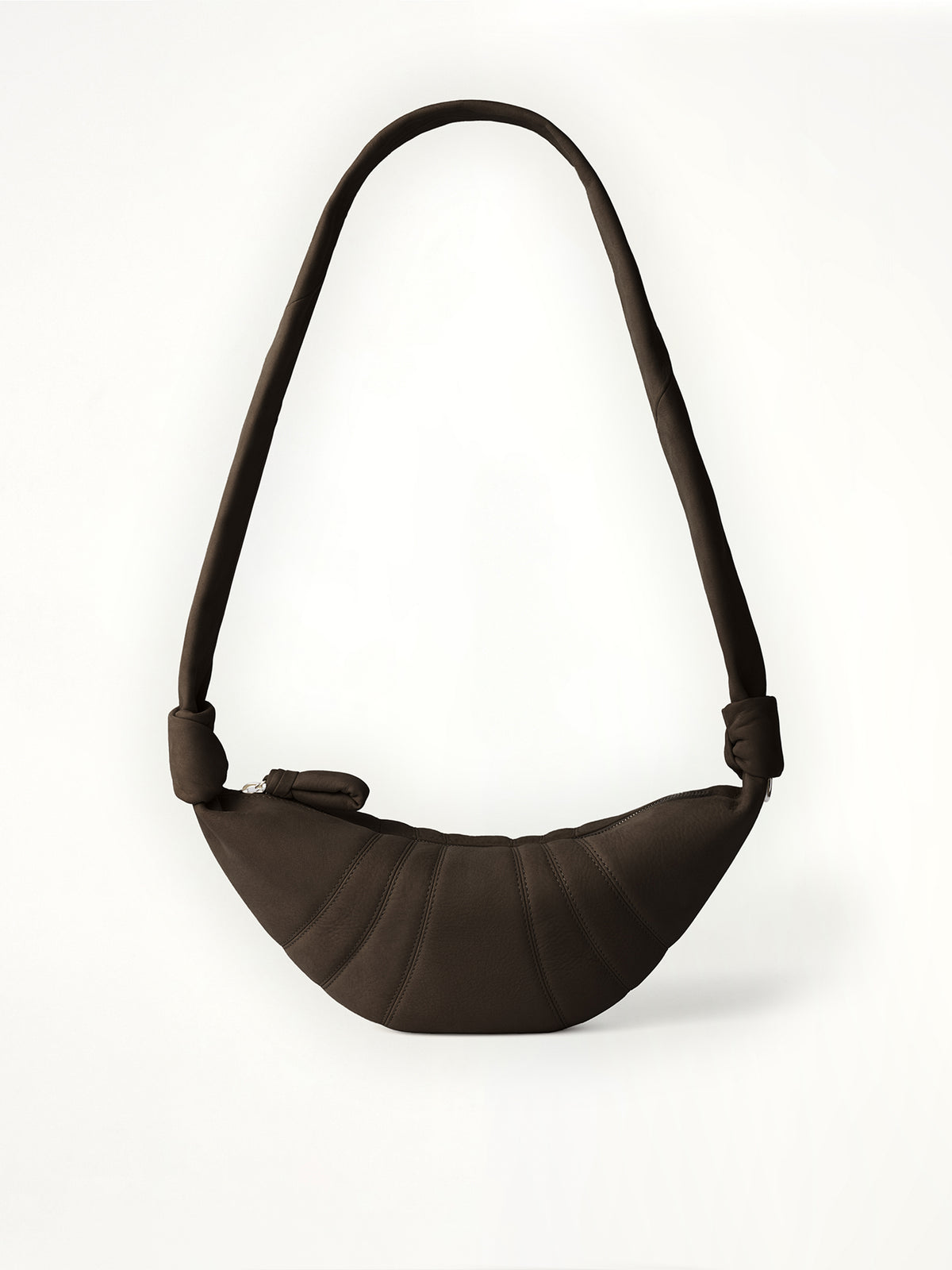 Croissant Small Alpaca Nubuck  Bag in Ebony Brown