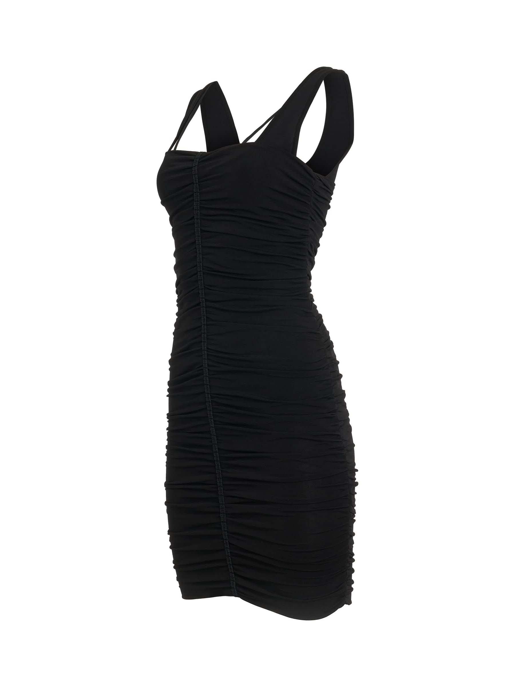 Shiny Crepe Jersey Midi Dress in Black